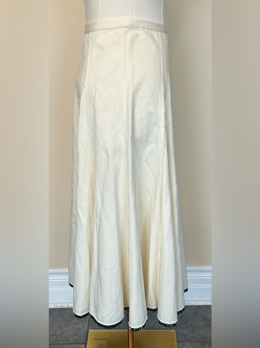 MASSIMO DUTTI Flounce Midi Denim Skirt With Contrasting Detail size US 6 - Picture 5 of 9